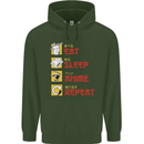Eat Sleep Anime Repeat Mens 80% Cotton Hoodie Forest Green