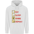 Eat Sleep Anime Repeat Mens 80% Cotton Hoodie White