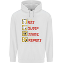 Eat Sleep Anime Repeat Mens 80% Cotton Hoodie White