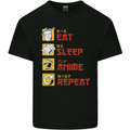 Eat Sleep Anime Repeat Mens Cotton T-Shirt Tee Top Black
