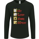 Eat Sleep Anime Repeat Mens Long Sleeve T-Shirt Black