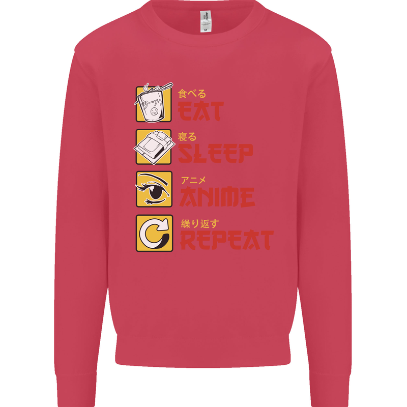 Eat Sleep Anime Repeat Mens Sweatshirt Jumper Heliconia