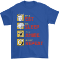Eat Sleep Anime Repeat Mens T-Shirt 100% Cotton Royal Blue