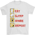 Eat Sleep Anime Repeat Mens T-Shirt 100% Cotton White