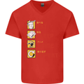 Eat Sleep Anime Repeat Mens V-Neck Cotton T-Shirt Red