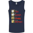 Eat Sleep Anime Repeat Mens Vest Tank Top Navy Blue