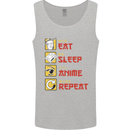 Eat Sleep Anime Repeat Mens Vest Tank Top Sports Grey