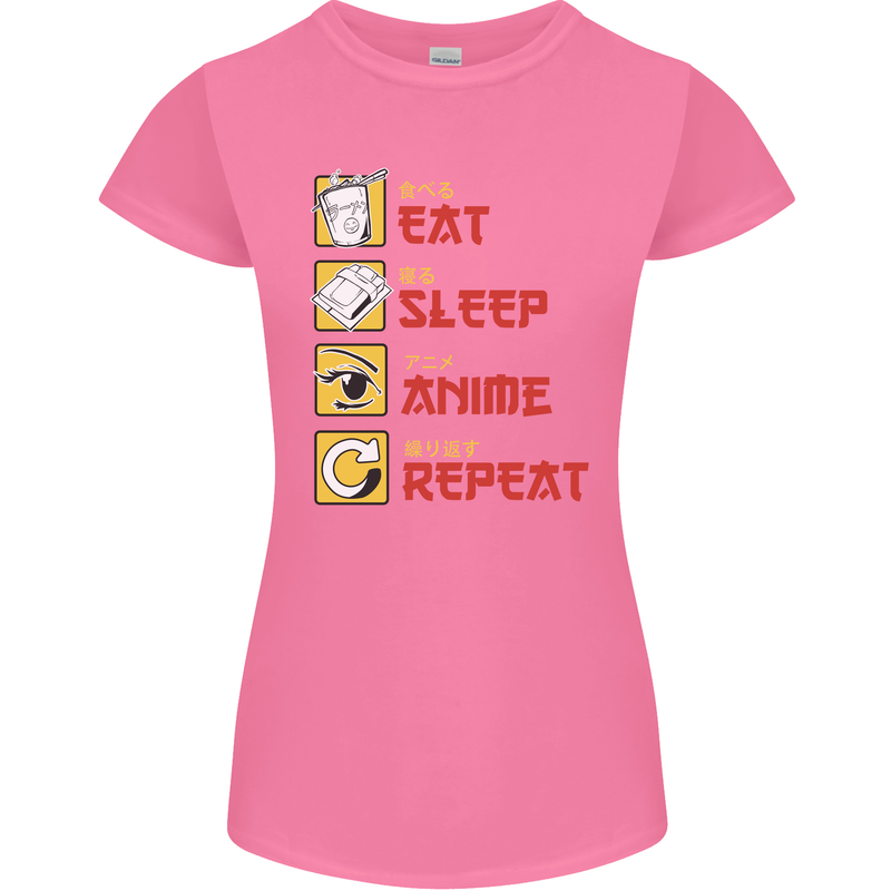 Eat Sleep Anime Repeat Womens Petite Cut T-Shirt Azalea