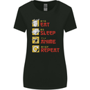 Eat Sleep Anime Repeat Womens Wider Cut T-Shirt Black
