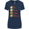 Eat Sleep Anime Repeat Womens Wider Cut T-Shirt Navy Blue