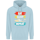 Eat Sleep DJ Repeat DJing Music Childrens Kids Hoodie Light Blue