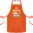 Eat Sleep DJ Repeat DJing Music Cotton Apron 100% Organic Orange