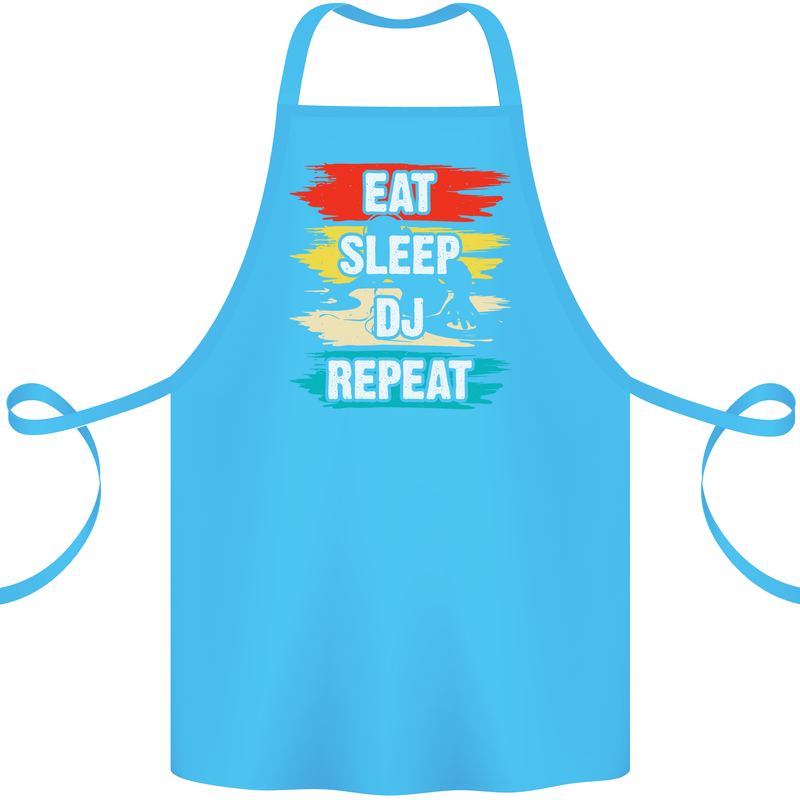 Eat Sleep DJ Repeat DJing Music Cotton Apron 100% Organic Turquoise