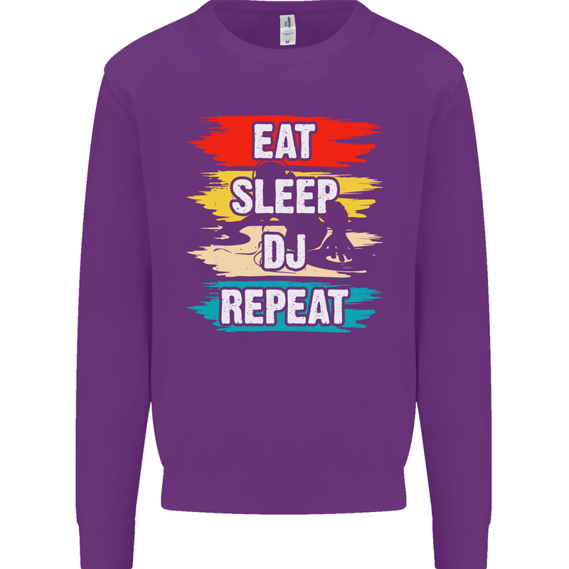 Eat Sleep DJ Repeat DJing Music Kids Sweatshirt Jumper Purple