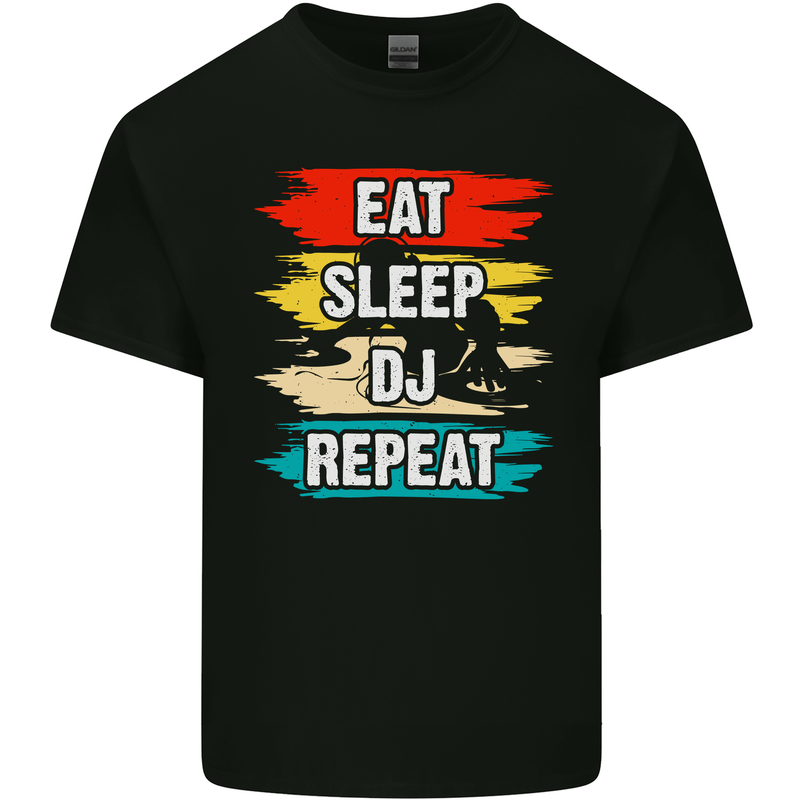 Eat Sleep DJ Repeat DJing Music Kids T-Shirt Childrens Black