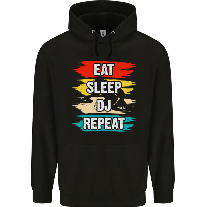 Eat Sleep DJ Repeat DJing Music Mens 80% Cotton Hoodie Black