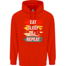 Eat Sleep DJ Repeat DJing Music Mens 80% Cotton Hoodie Bright Red