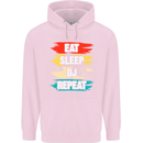 Eat Sleep DJ Repeat DJing Music Mens 80% Cotton Hoodie Light Pink