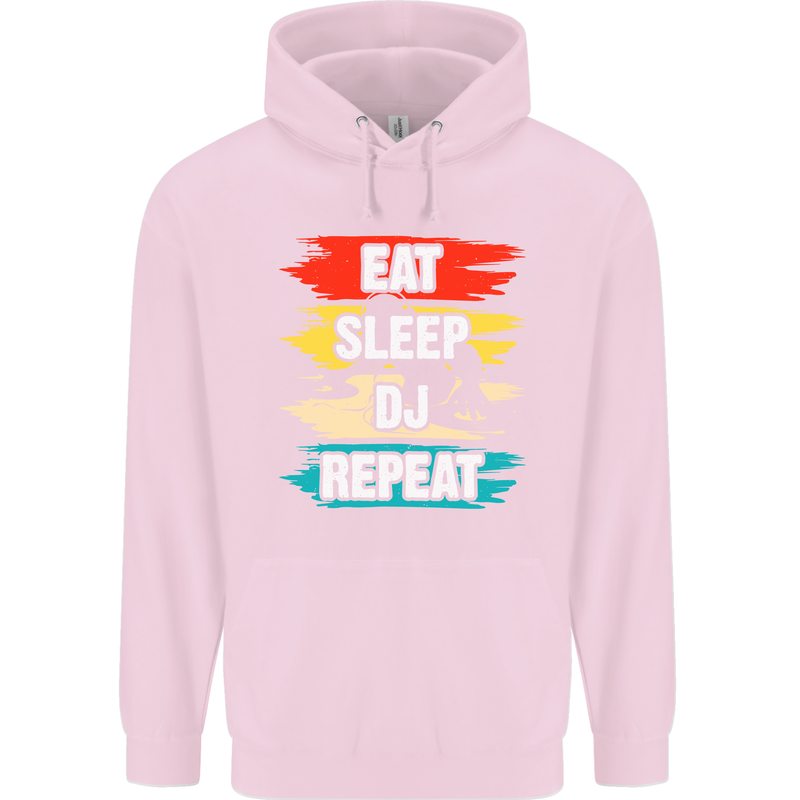 Eat Sleep DJ Repeat DJing Music Mens 80% Cotton Hoodie Light Pink