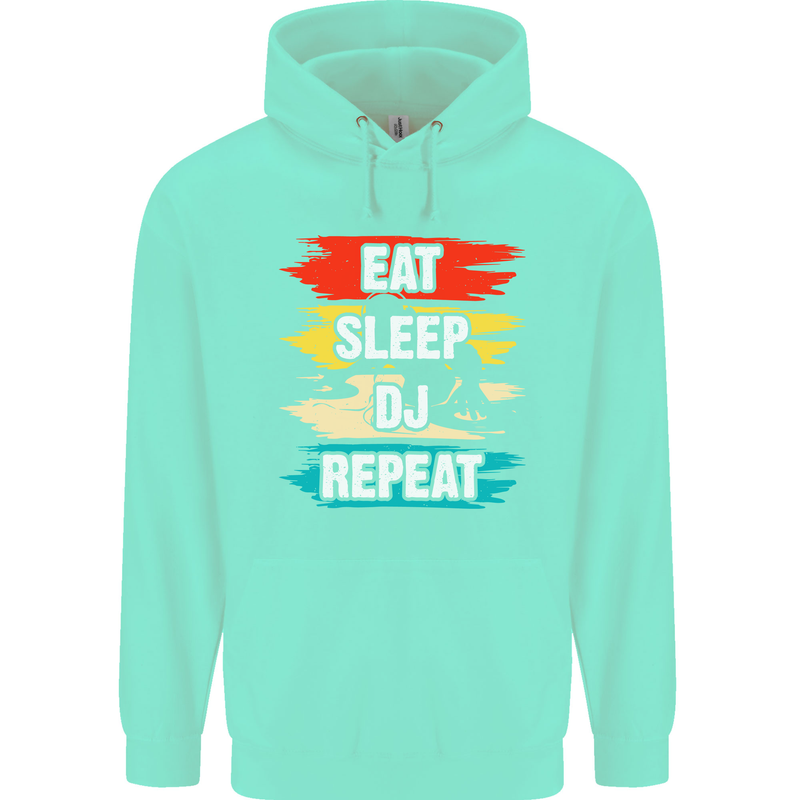 Eat Sleep DJ Repeat DJing Music Mens 80% Cotton Hoodie Peppermint