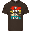 Eat Sleep DJ Repeat DJing Music Mens Cotton T-Shirt Tee Top Dark Chocolate