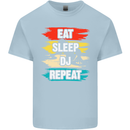 Eat Sleep DJ Repeat DJing Music Mens Cotton T-Shirt Tee Top Light Blue