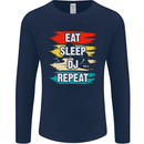 Eat Sleep DJ Repeat DJing Music Mens Long Sleeve T-Shirt Navy Blue