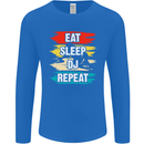 Eat Sleep DJ Repeat DJing Music Mens Long Sleeve T-Shirt Royal Blue