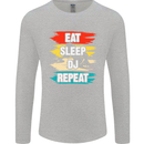 Eat Sleep DJ Repeat DJing Music Mens Long Sleeve T-Shirt Sports Grey