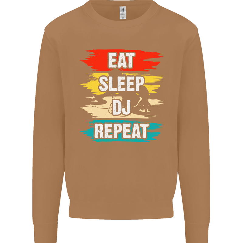 Eat Sleep DJ Repeat DJing Music Mens Sweatshirt Jumper Caramel Latte
