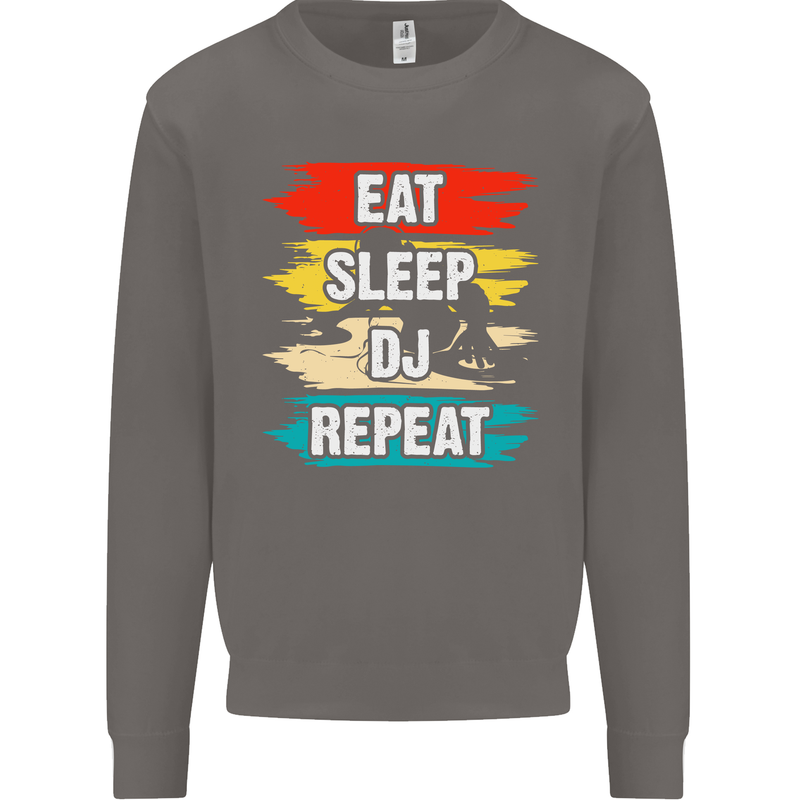 Eat Sleep DJ Repeat DJing Music Mens Sweatshirt Jumper Charcoal