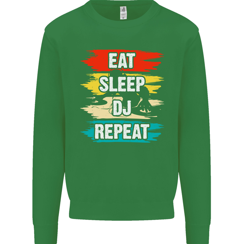 Eat Sleep DJ Repeat DJing Music Mens Sweatshirt Jumper Irish Green
