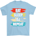 Eat Sleep DJ Repeat DJing Music Mens T-Shirt 100% Cotton Light Blue