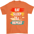 Eat Sleep DJ Repeat DJing Music Mens T-Shirt 100% Cotton Orange