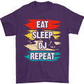 Eat Sleep DJ Repeat DJing Music Mens T-Shirt 100% Cotton Purple