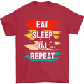 Eat Sleep DJ Repeat DJing Music Mens T-Shirt 100% Cotton Red