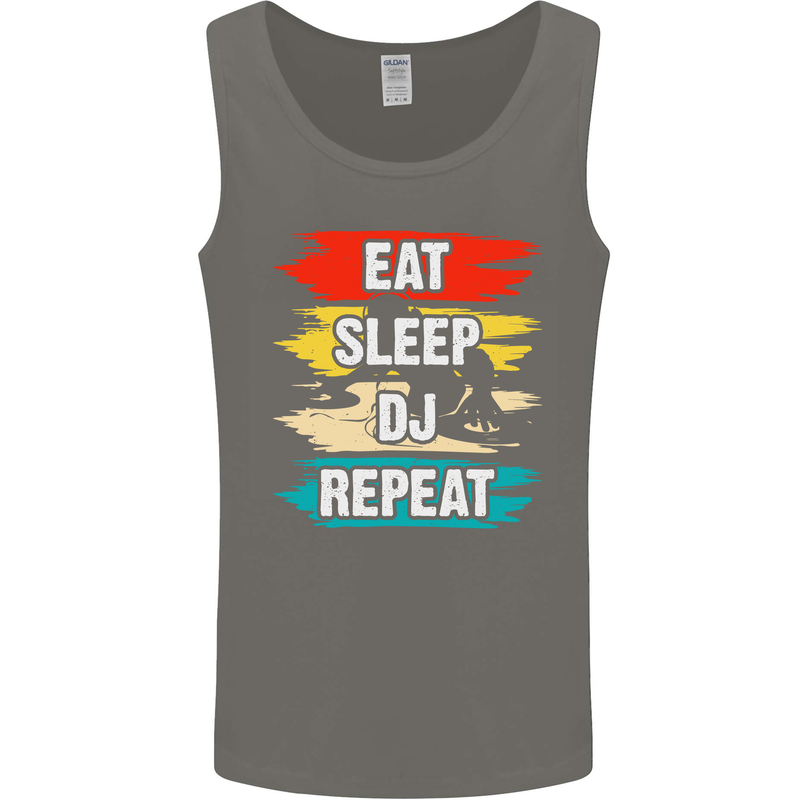 Eat Sleep DJ Repeat DJing Music Mens Vest Tank Top Charcoal