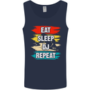 Eat Sleep DJ Repeat DJing Music Mens Vest Tank Top Navy Blue