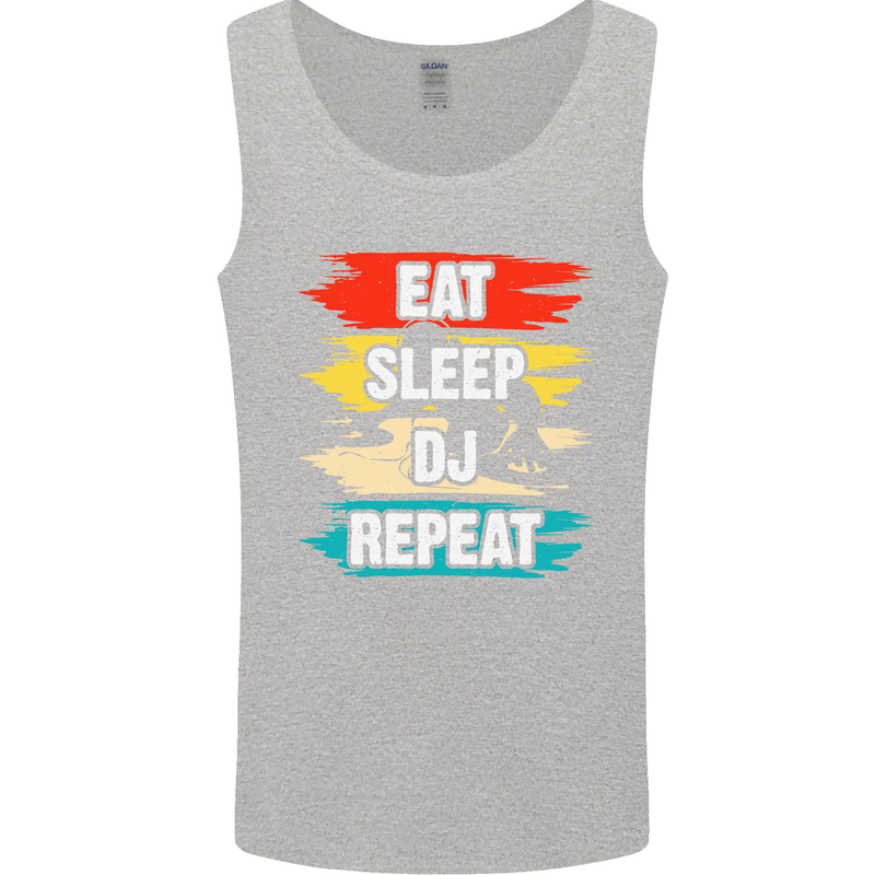 Eat Sleep DJ Repeat DJing Music Mens Vest Tank Top Sports Grey