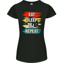Eat Sleep DJ Repeat DJing Music Womens Petite Cut T-Shirt Black
