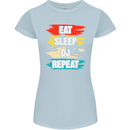 Eat Sleep DJ Repeat DJing Music Womens Petite Cut T-Shirt Light Blue