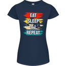 Eat Sleep DJ Repeat DJing Music Womens Petite Cut T-Shirt Navy Blue