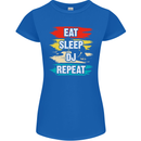 Eat Sleep DJ Repeat DJing Music Womens Petite Cut T-Shirt Royal Blue