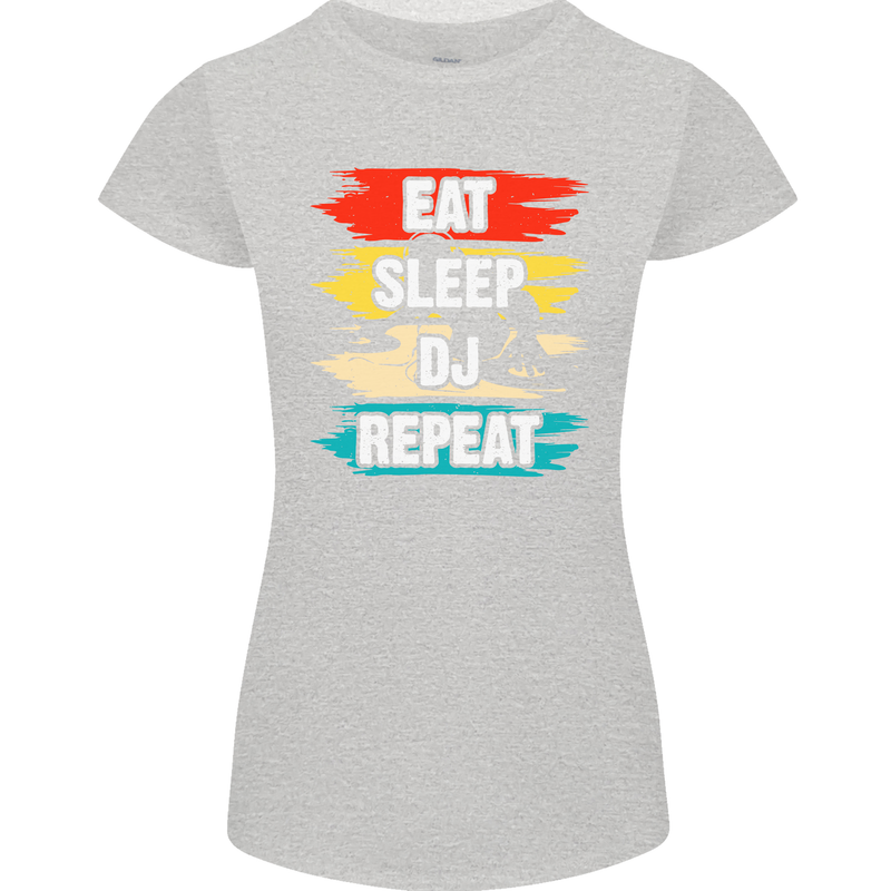 Eat Sleep DJ Repeat DJing Music Womens Petite Cut T-Shirt Sports Grey