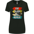 Eat Sleep DJ Repeat DJing Music Womens Wider Cut T-Shirt Black