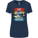 Eat Sleep DJ Repeat DJing Music Womens Wider Cut T-Shirt Navy Blue