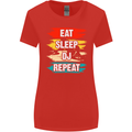 Eat Sleep DJ Repeat DJing Music Womens Wider Cut T-Shirt Red