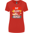 Eat Sleep DJ Repeat DJing Music Womens Wider Cut T-Shirt Red