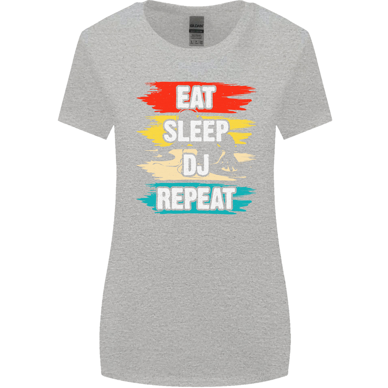 Eat Sleep DJ Repeat DJing Music Womens Wider Cut T-Shirt Sports Grey