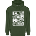 Eat Sleep Fish Funny Fishing Fisherman Childrens Kids Hoodie Forest Green